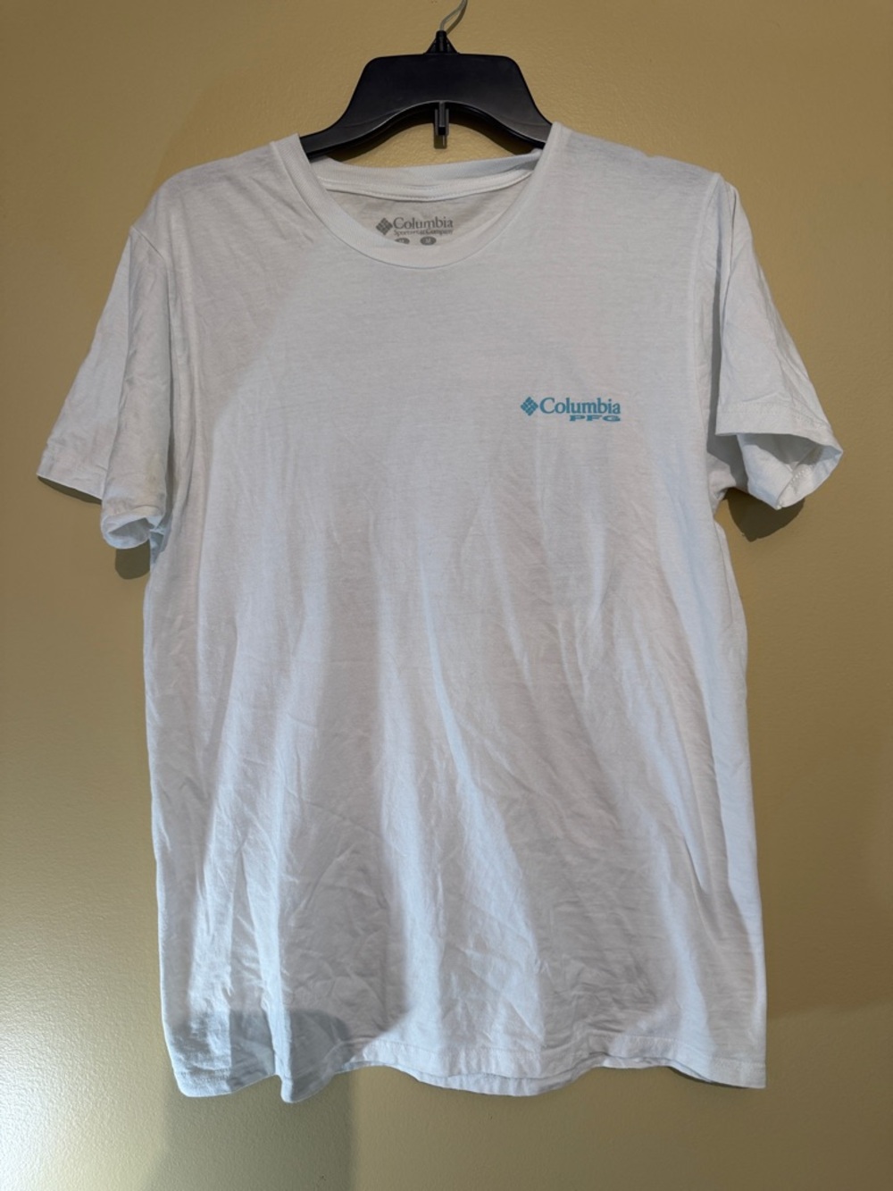 Columbia White Short Sleeve Tee with Teal Logo